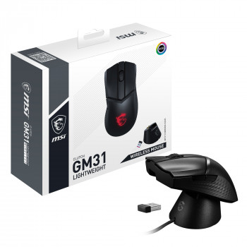 MSI CLUTCH GM31 LIGHTWEIGHT WIRELESS souris Jouer Droitier RF sans fil Optique 12000 DPI