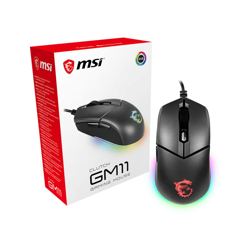 MSI Clutch GM11 souris Jouer Gauche USB Type-A Optique 5000 DPI