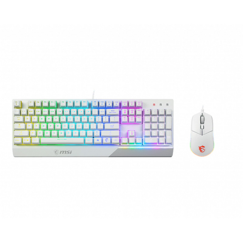 MSI Vigor GK30 Combo White clavier Souris incluse Jouer USB QWERTY Français Blanc